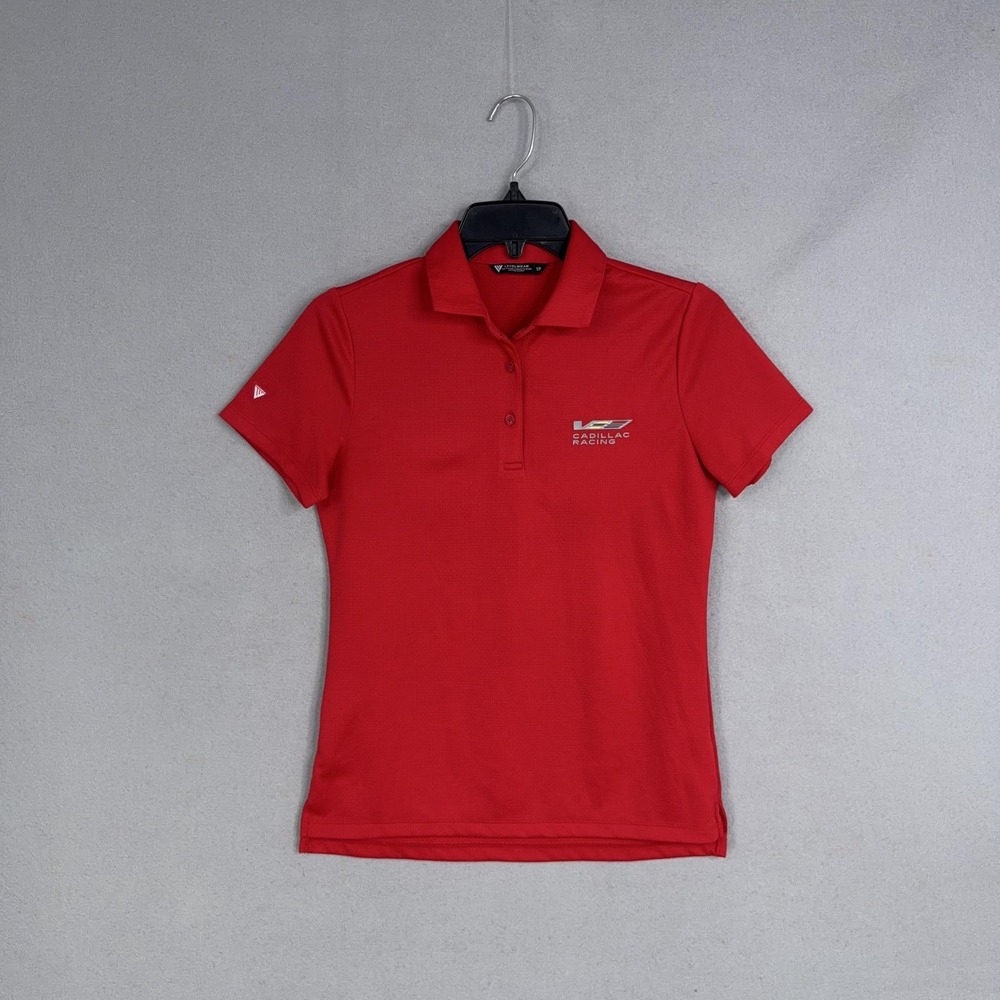 Levelwear Shirt Womens Small Red Cadillac Racing Short Sleeve Polo Top